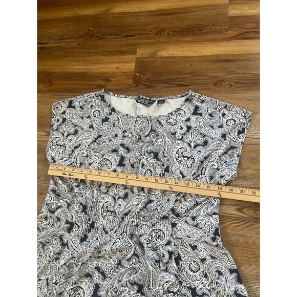 Lands End Women Petite Blue White Paisley Stretchy Maxi Dress Size LP - Picture 5 of 9